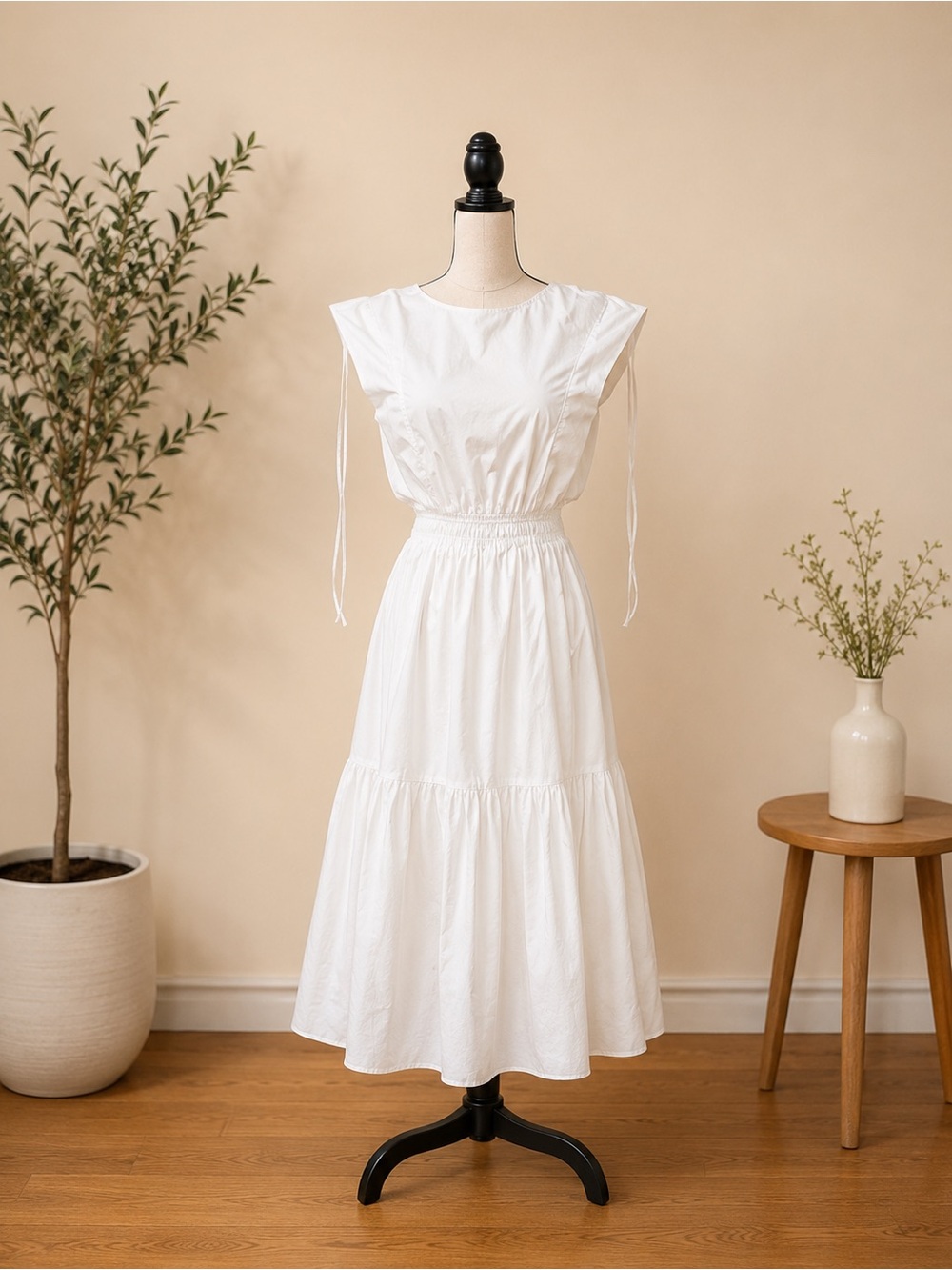 NWT XS Frame Denim Cotton-Poplin Midi Dress